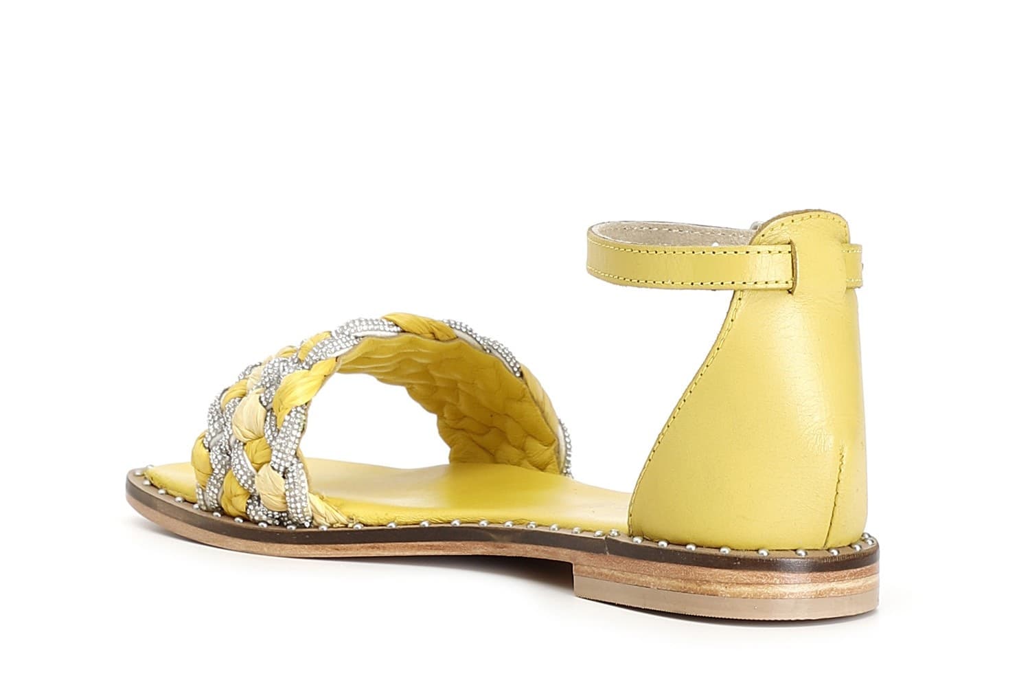 SANDALO CHIUSO DIETRO FASCIA STRASS E RAFFIA INTRECCIATA - 8