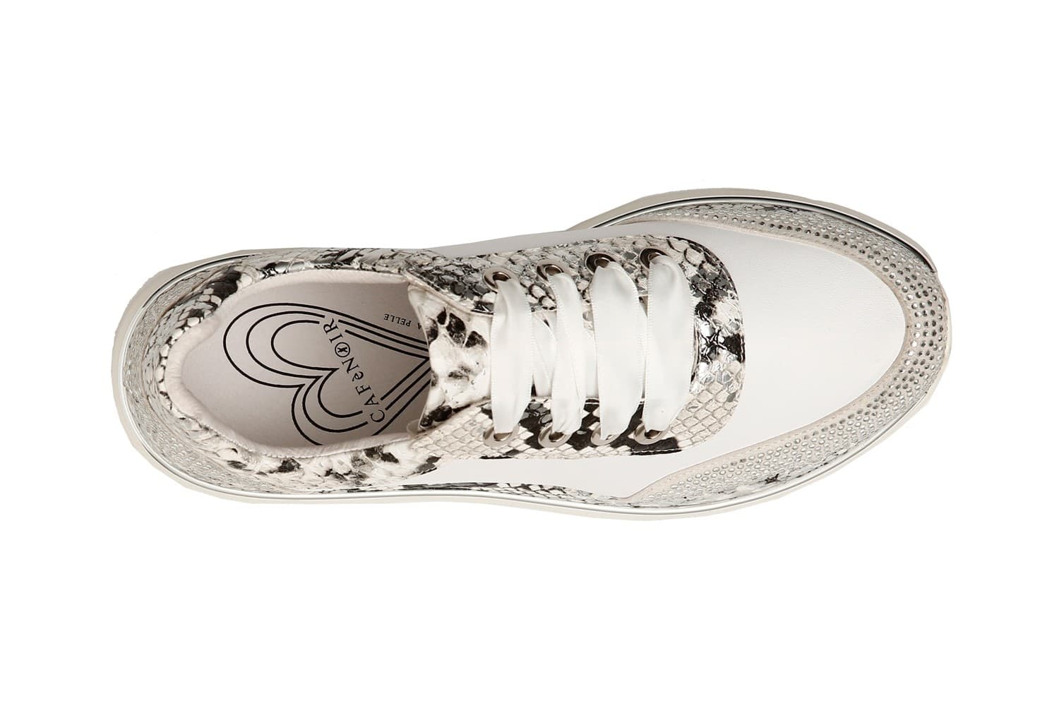 SNEAKERS IN PELLE CON SIMILPELLE PITONATA E STRASS - 6