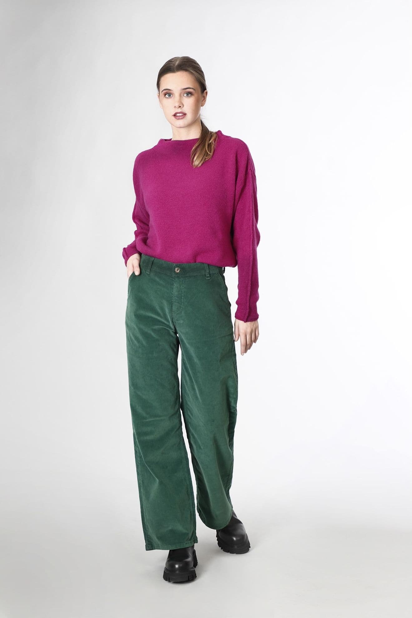 PANTALONE WIDE LEG IN VELLUTO TINTO CAPO - 4
