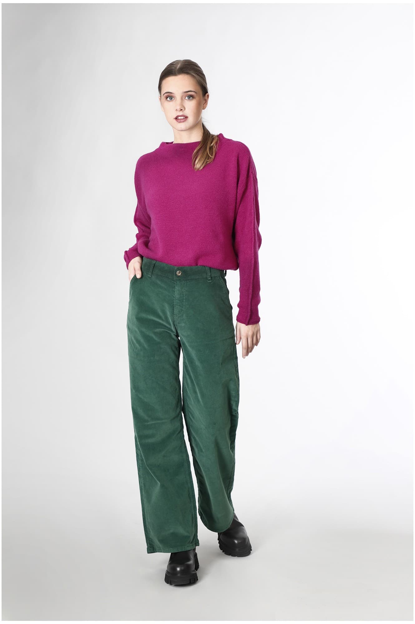 PANTALONE WIDE LEG IN VELLUTO TINTO CAPO - 4