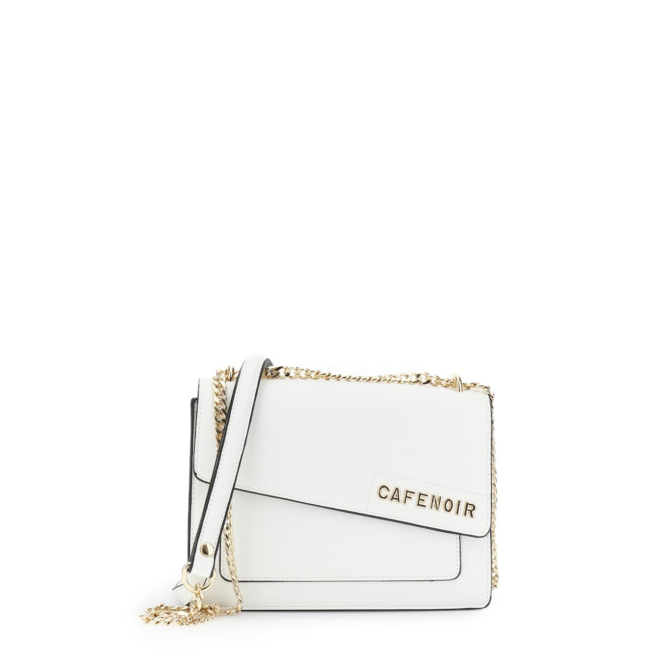 BORSA CON PATTINA ASIMMETRICA CON APPLICAZIONE DI LETTERING, TRACOLLA CON CATENA - 10