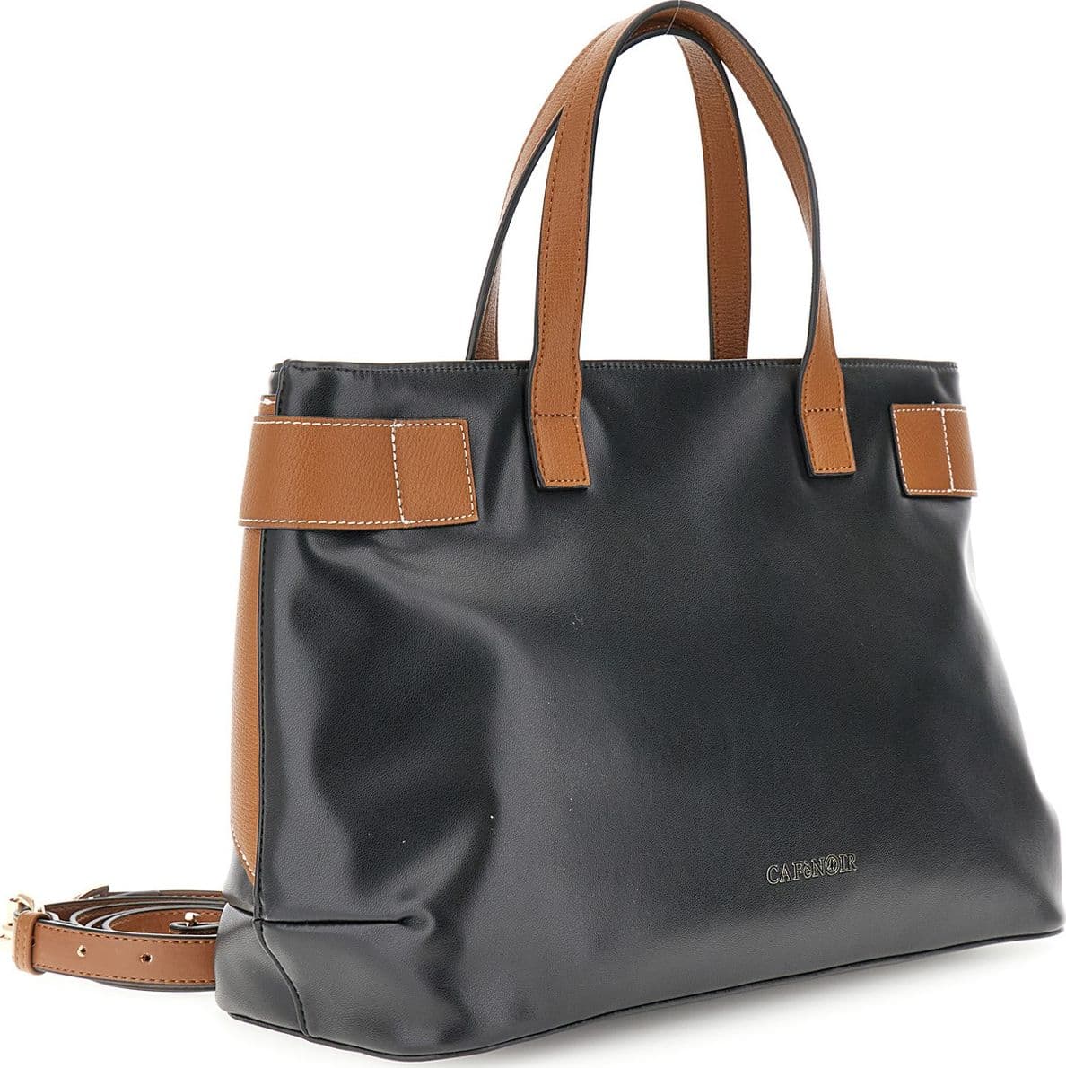 BORSA A MANO IN SINTETICO EFFETTO PELLECON ACCESSORIO IN METALLO SU PASSANTE - 4