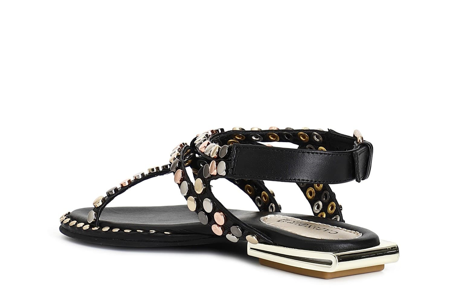 SANDALO ASIMMETRICO IN PELLE CON BORCHIE MULTICOLOR - 5