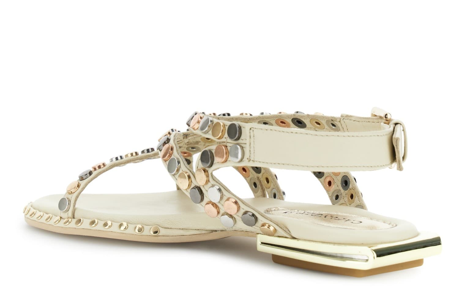 SANDALO ASIMMETRICO IN PELLE CON BORCHIE MULTICOLOR - 8