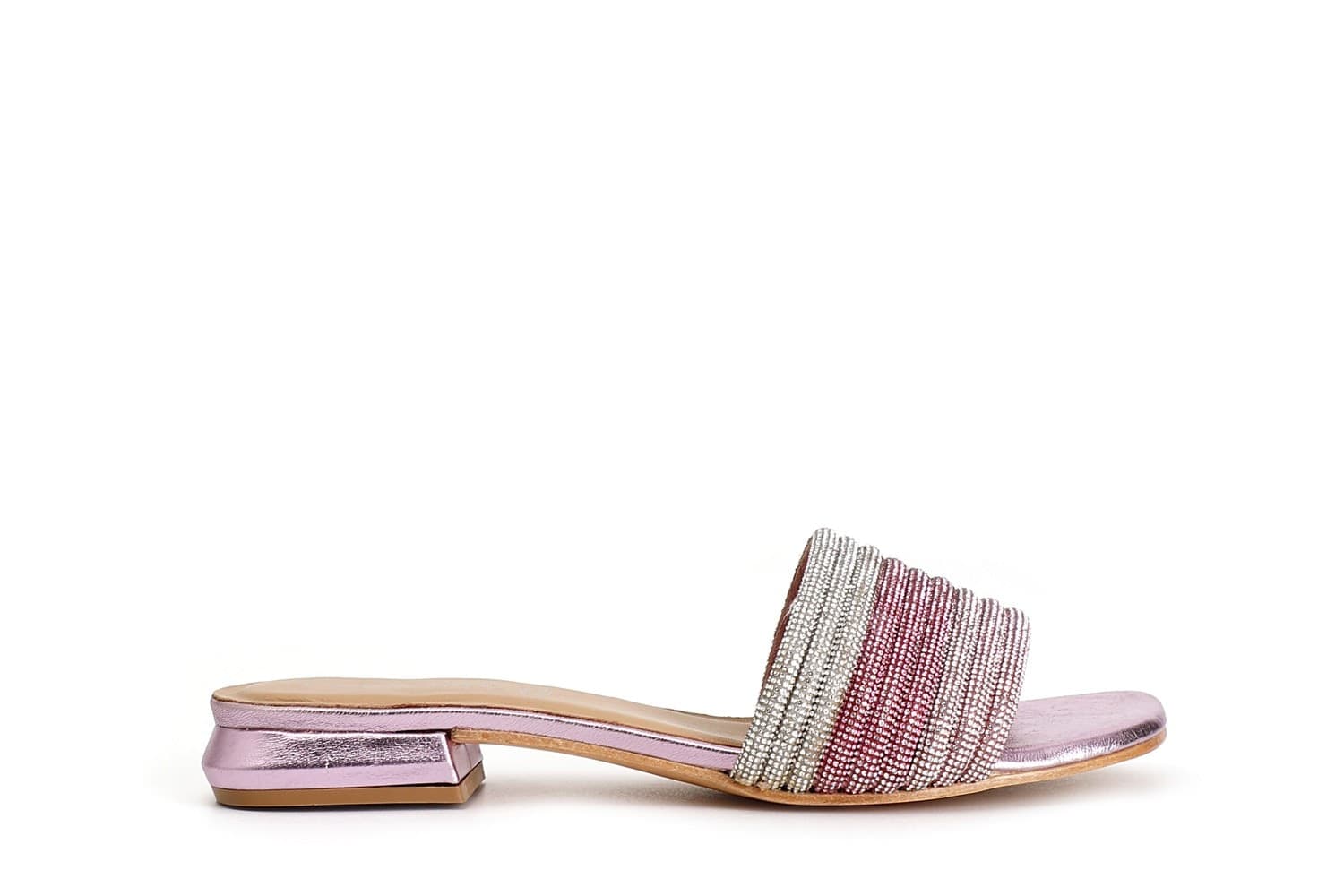 CIABATTA CON MIGNONS STRASS EFFETTO LAMINATO - 7