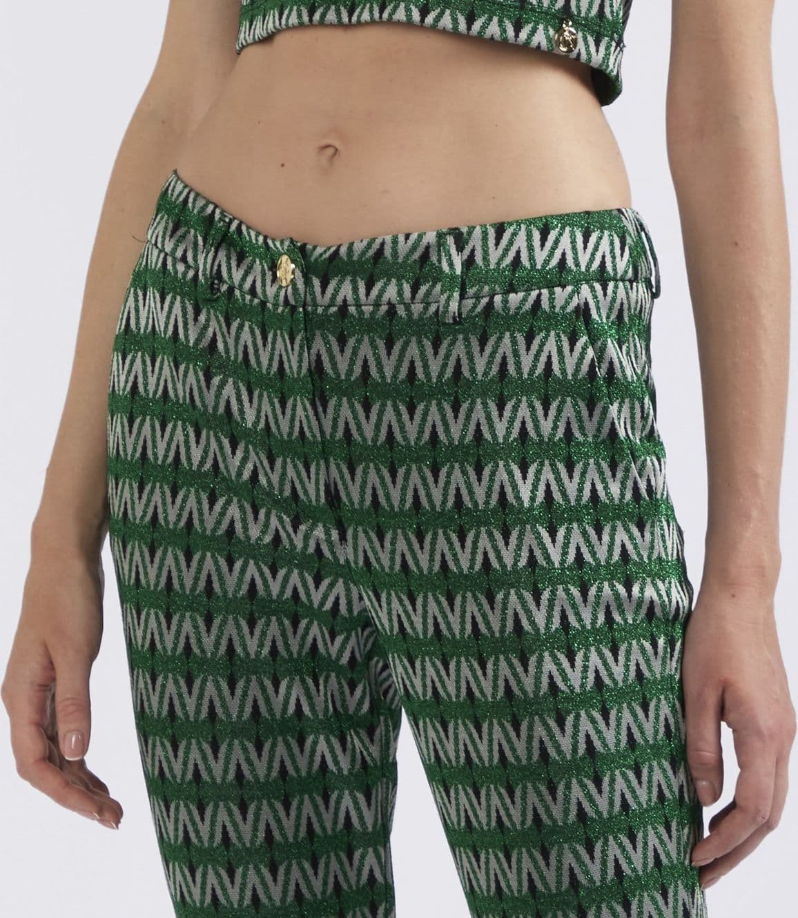 PANTALONE CROPPED FLARE TESSUTO JACQUARD - 3