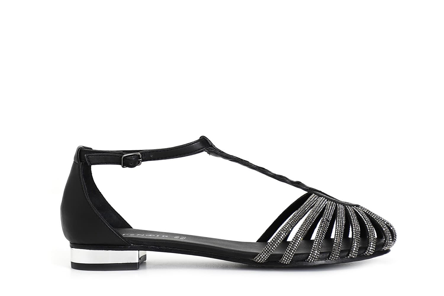 SANDALO IN PELLE CON MIGNON STRASS - 11
