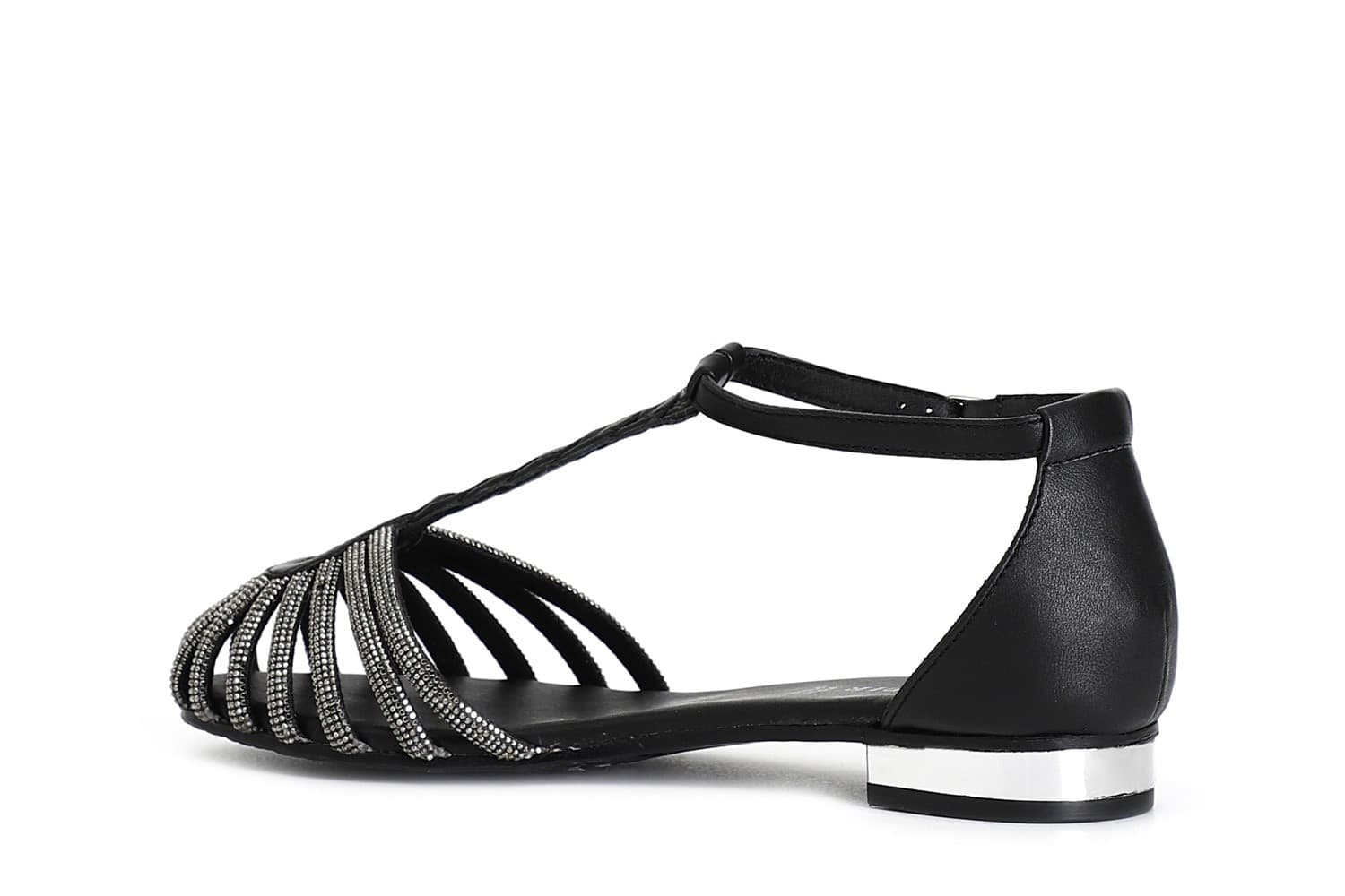 SANDALO IN PELLE CON MIGNON STRASS - 5