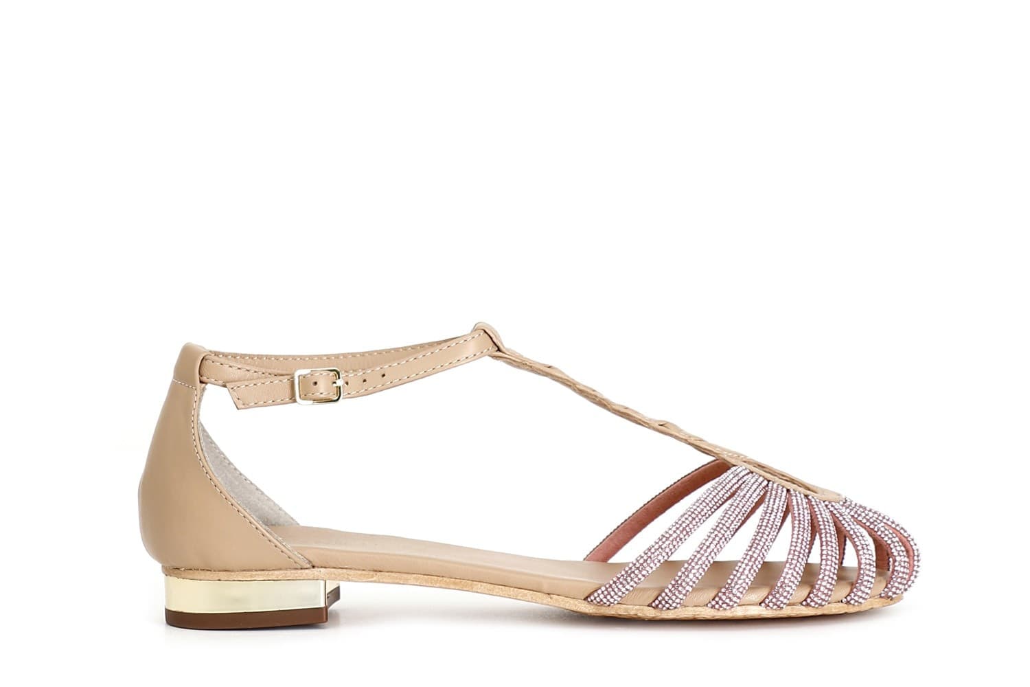 SANDALO IN PELLE CON MIGNON STRASS - 7