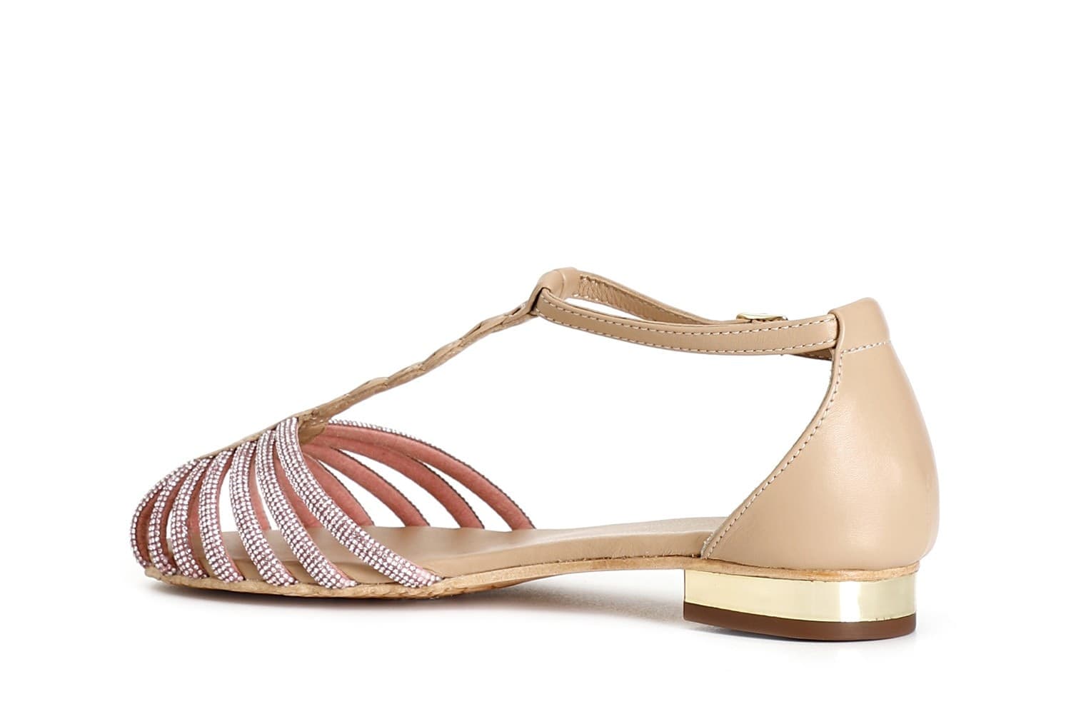 SANDALO IN PELLE CON MIGNON STRASS - 8