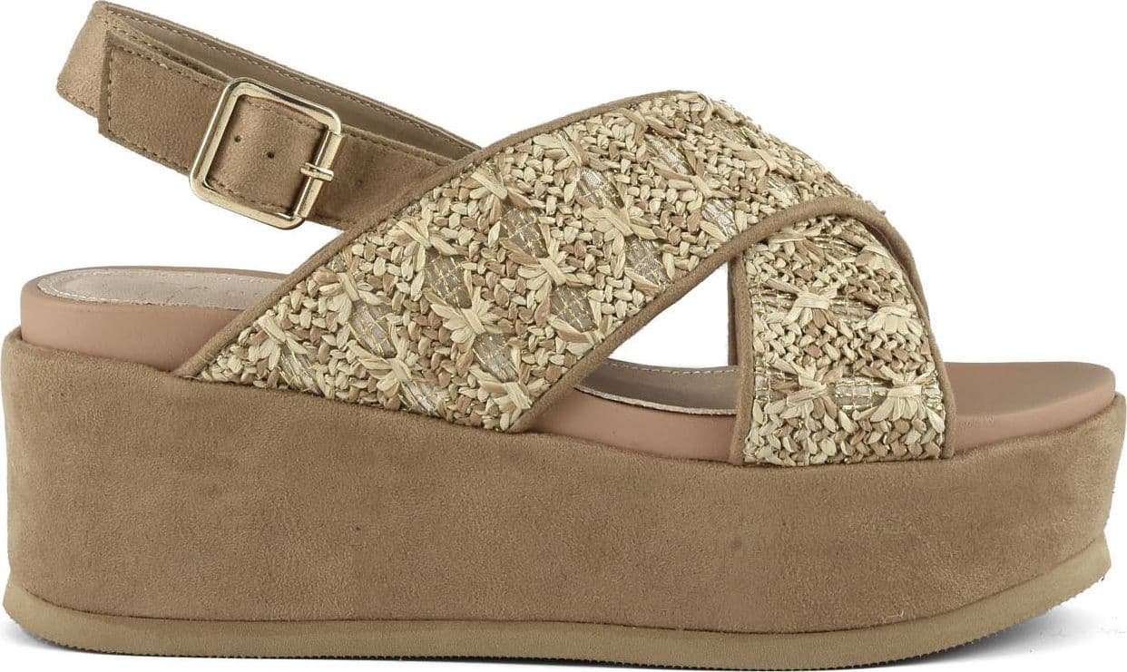 SANDALO ZEPPA FASCE INCROCIATE IN MATERIALE TESSILE – E19.094 BEIGE – Cafènoir