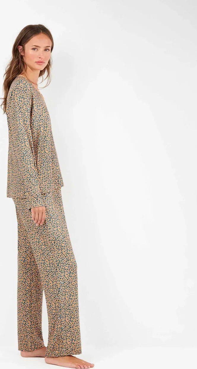 Pigiama Donna Autunno/Inverno Gisela 2/20308S – Stampa Animalier con Dettaglio Pizzo - 4
