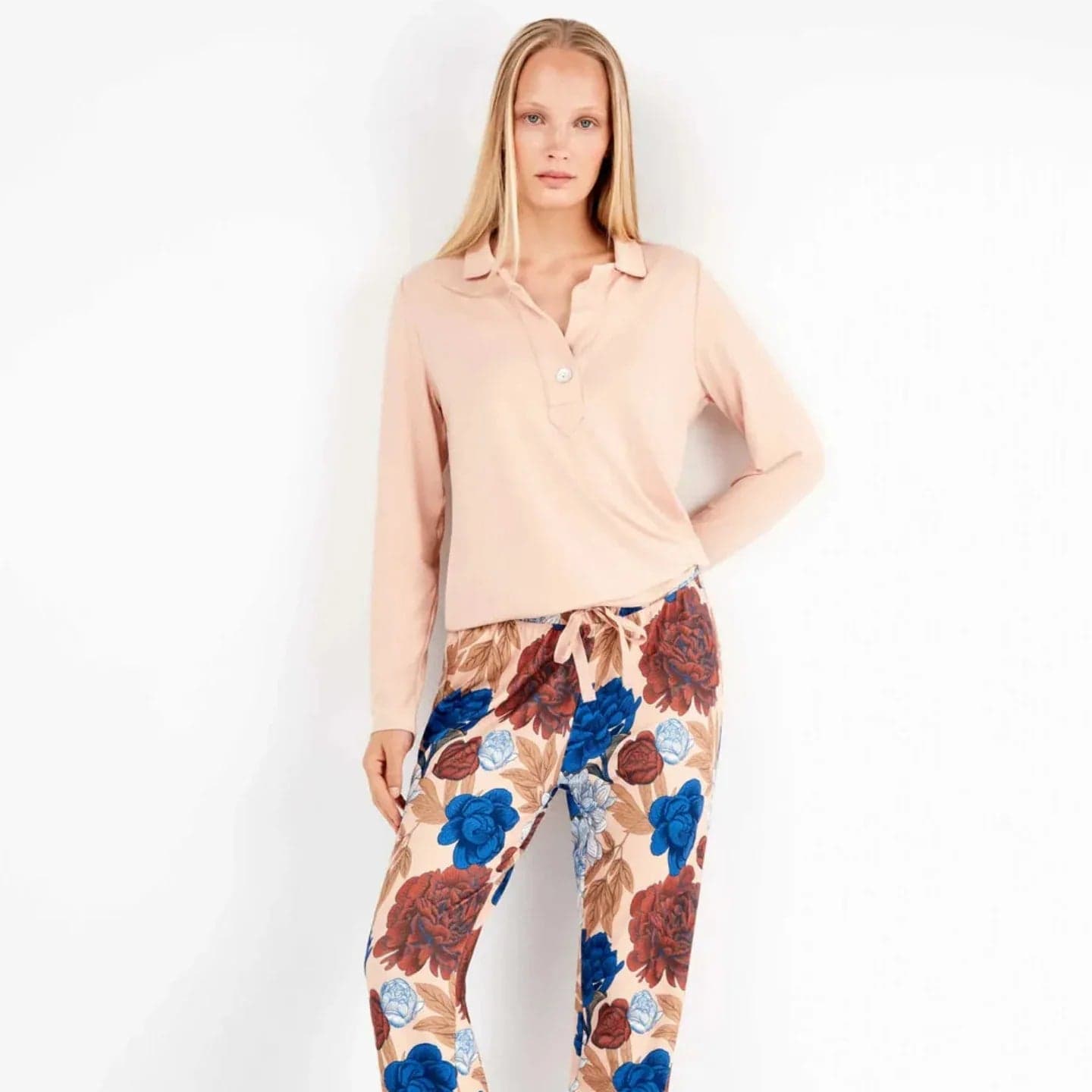 Pigiama Donna Autunno/Inverno Gisela 2/20304S – Set Maglia Morbida con Stampa Floreale - 7