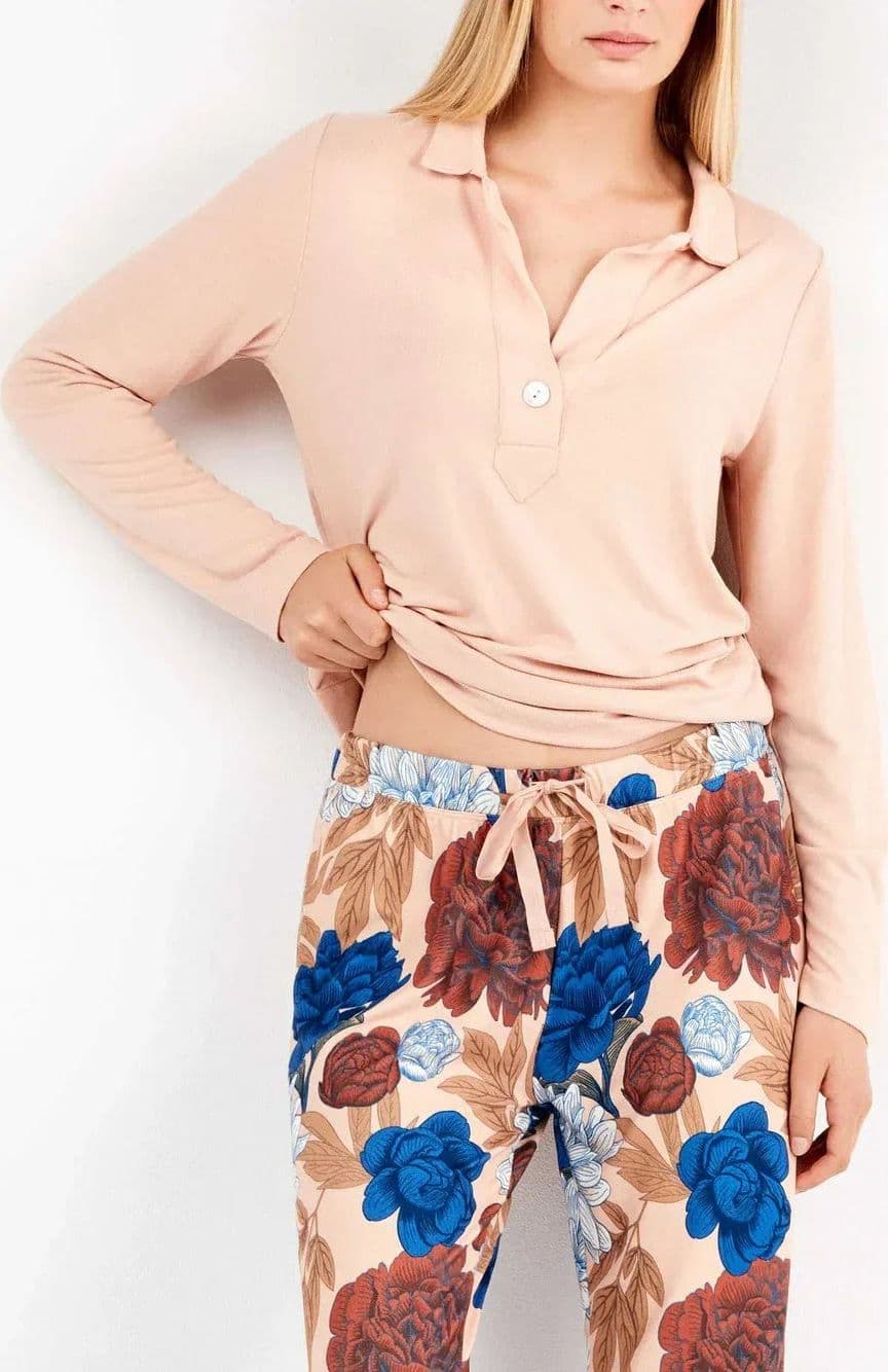 Pigiama Donna Autunno/Inverno Gisela 2/20304S – Set Maglia Morbida con Stampa Floreale - 4