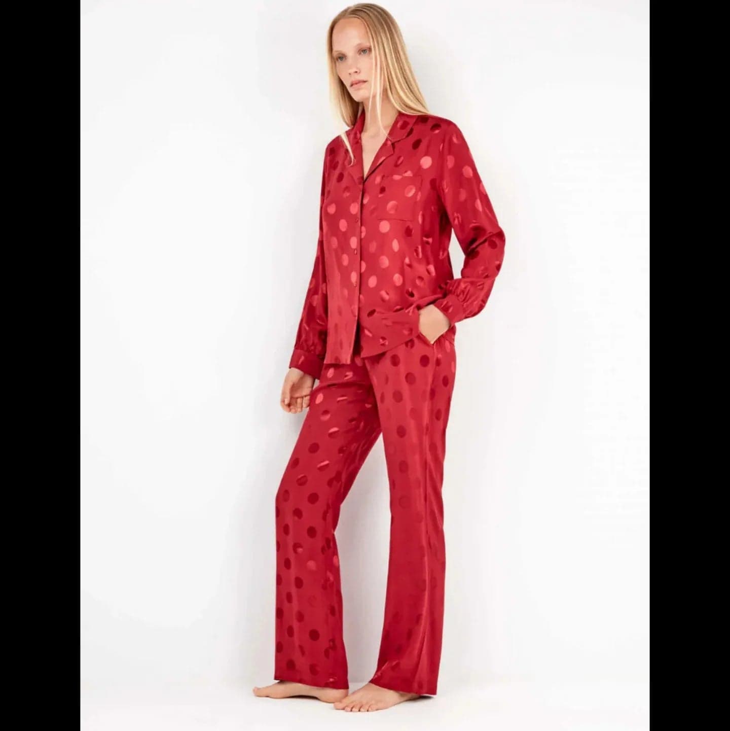 Pigiama Donna Autunno/Inverno Gisela 2/20325S – Camicia e Pantaloni a Pois in Viscosa - 4
