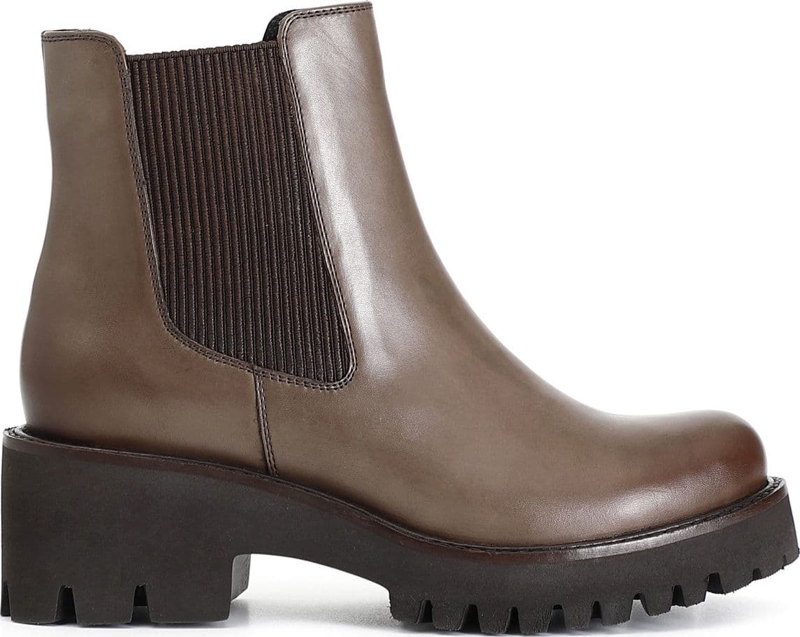 TRONCHETTO IN PELLE CON ELASTICO – FANGO – Cafènoir