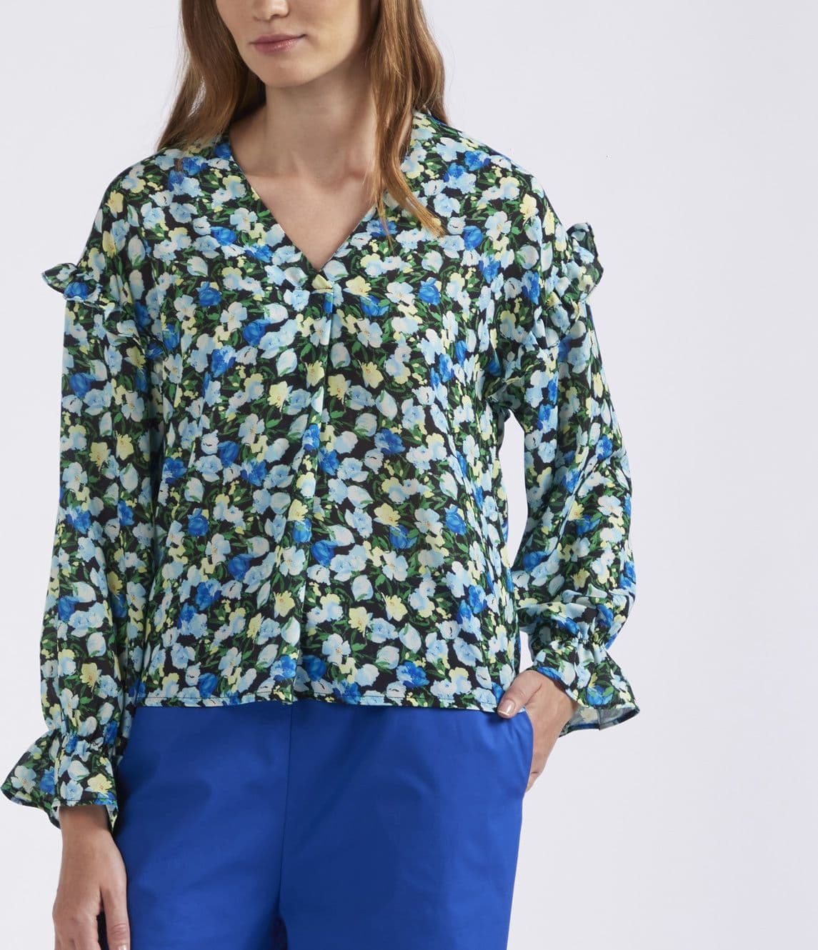BLUSA STAMPATA CON RUCHES ALLE MANICHE - 3