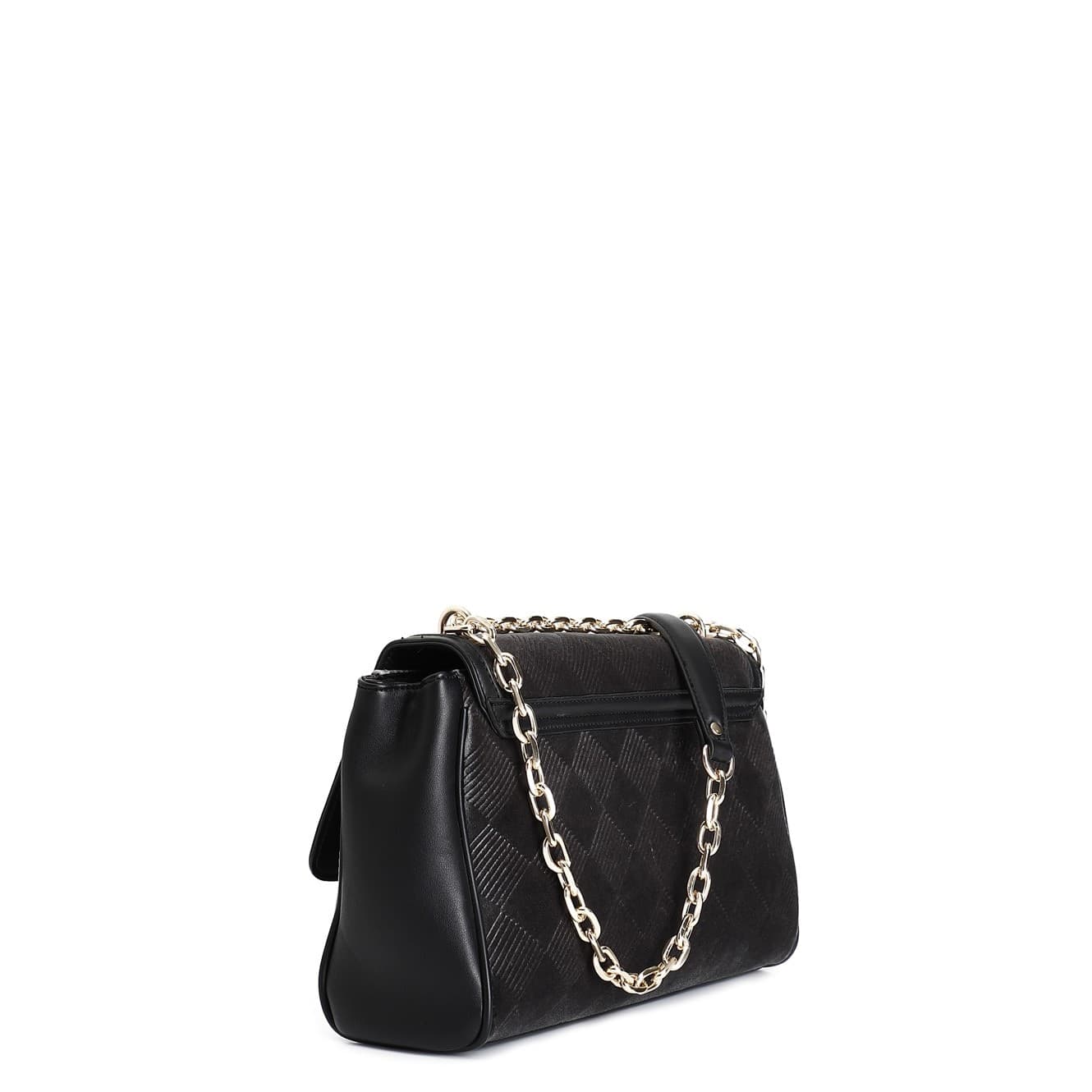 BORSA CON PATTINA IN VELLUTO EMBOSSED, TRACOLLA CON CATENA - 4