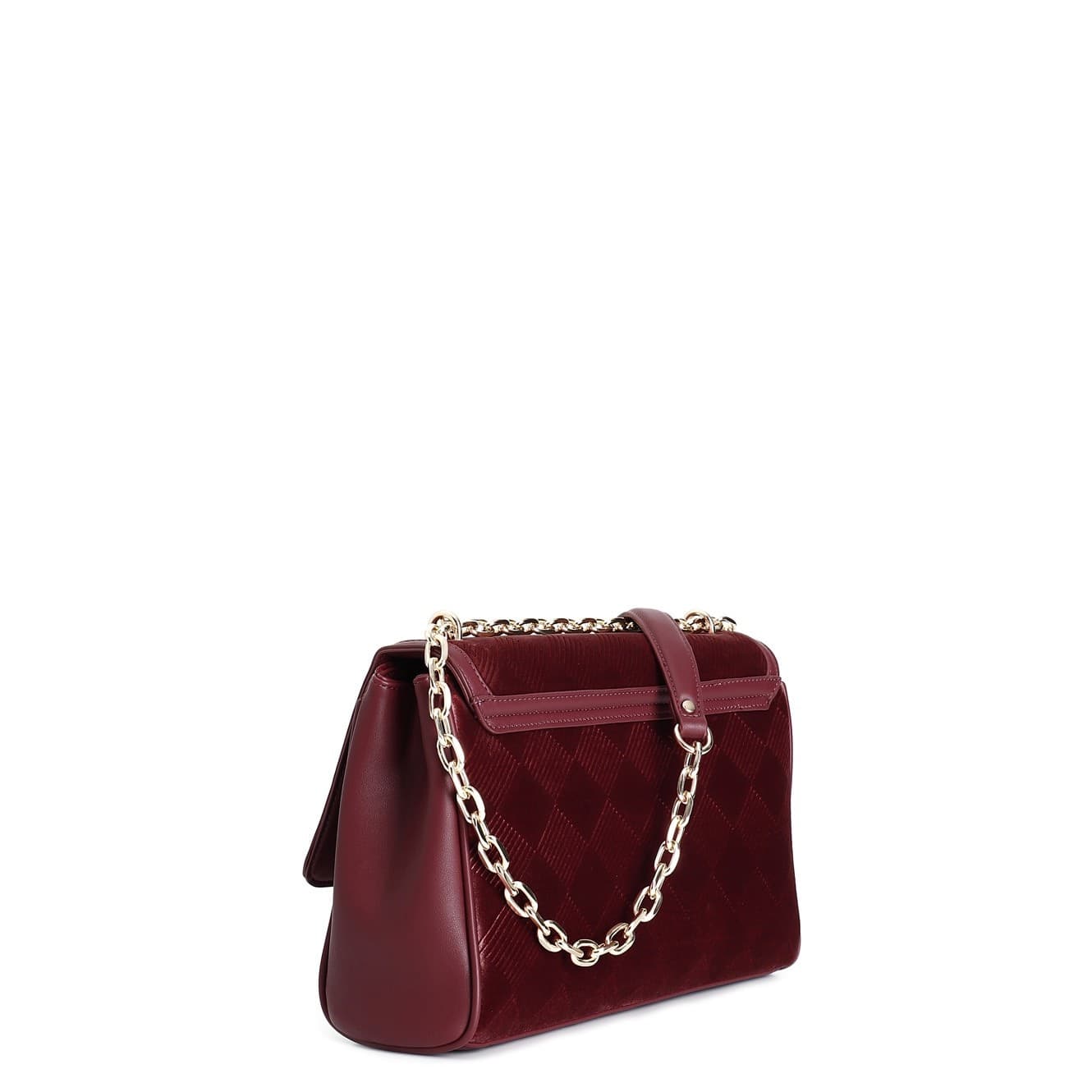BORSA CON PATTINA IN VELLUTO EMBOSSED, TRACOLLA CON CATENA - 6