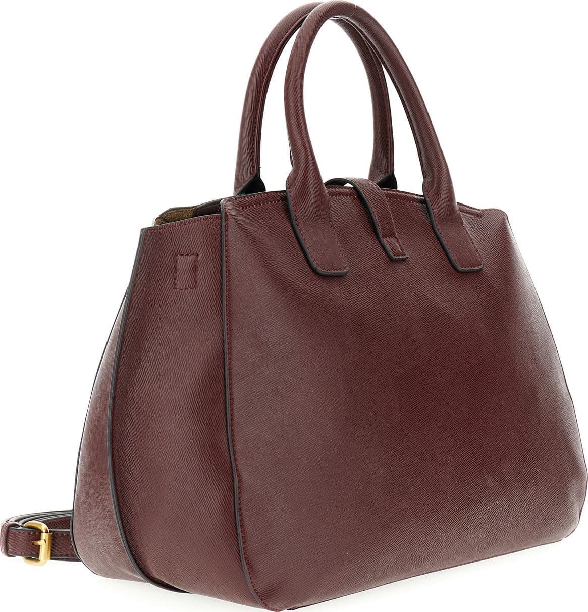 BORSA A MANO SFODERATA IN SINTETICO EFFETTO PELLE SAFFIANO,TASCA APPLICATA - 2