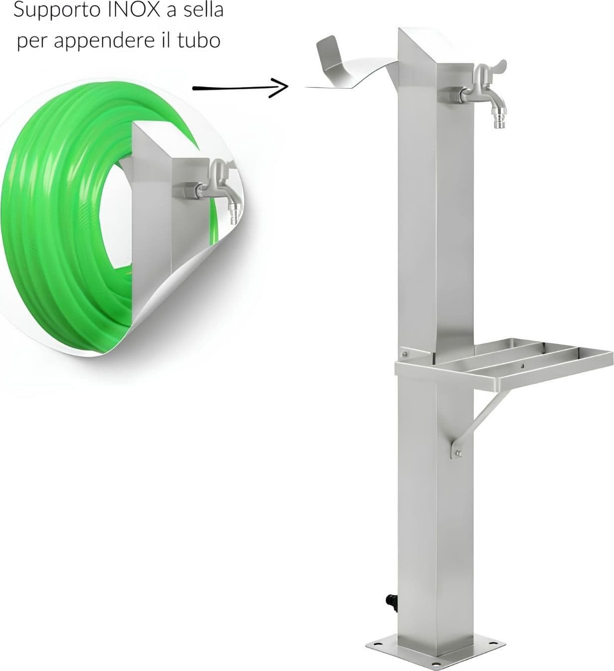 Fontana da Giardino a Colonna esterno MAGNOLIA Acciaio Inox Spazzolato H 95 cm - 6