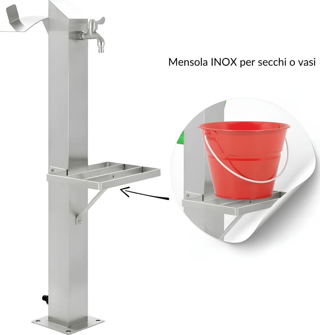Fontana da Giardino a Colonna esterno MAGNOLIA Acciaio Inox Spazzolato H 95 cm - 7