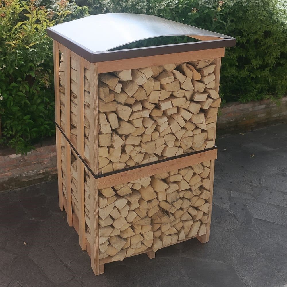 Struttura Copri legna e Pallet Corten Eco Dimensioni 115x115 Cm - 11