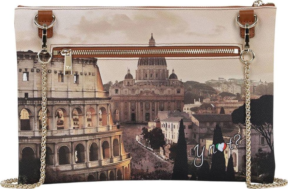 YNot borsa piatta clutch grande con tracolla removibile e zip cuoio - 3