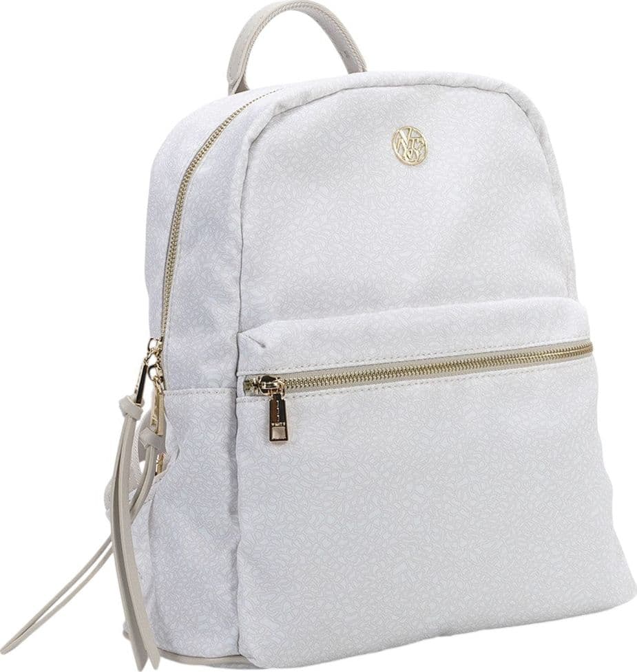 YNot zaino Cloud donna tessuto logato ecopelle comparti zip latte - 2