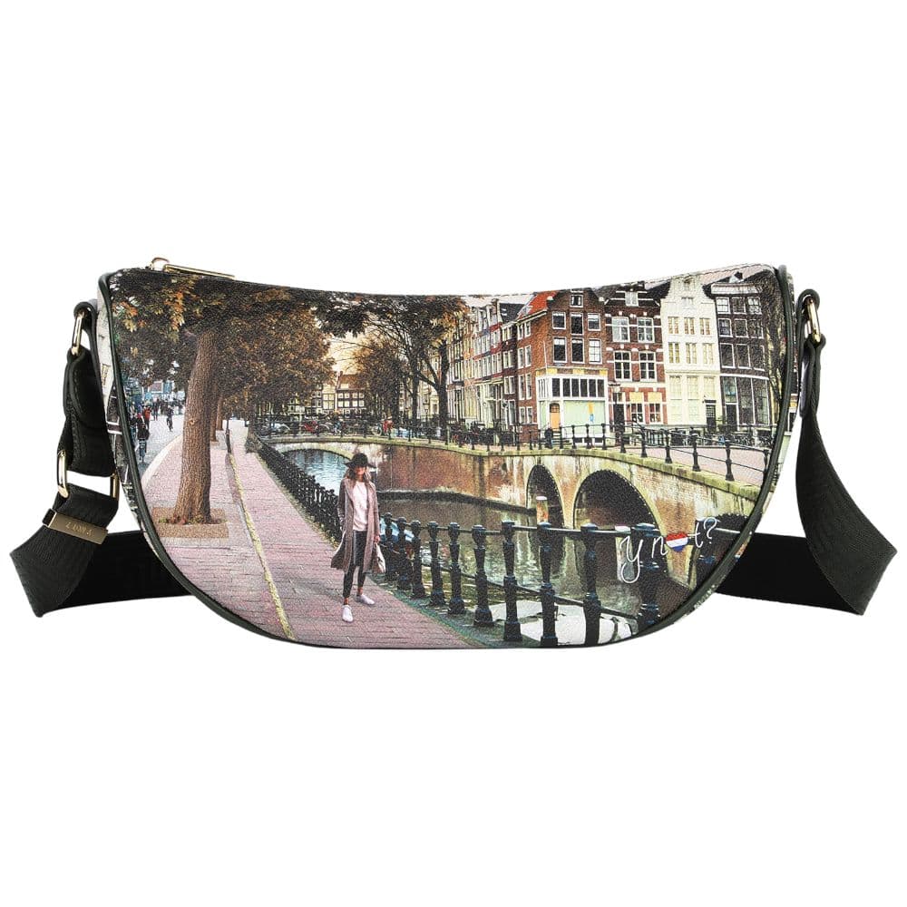 YNot borsa a spalla media in ecopelle tracolla regolabile zip dorata - 4