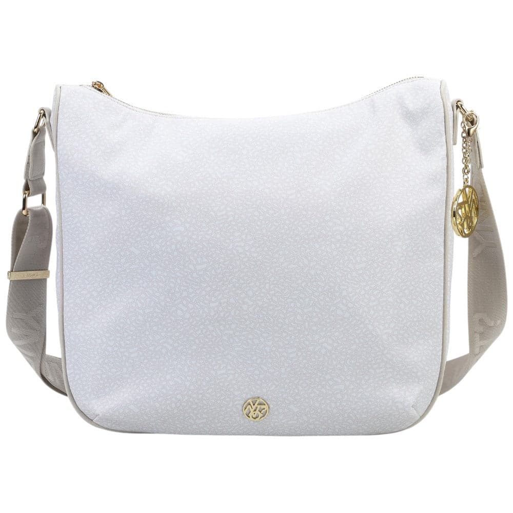 YNot borsa hobo donna linea Cloud in tessuto e ecopelle con zip latte - 3