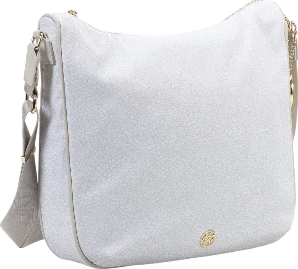 YNot borsa hobo donna linea Cloud in tessuto e ecopelle con zip latte - 2
