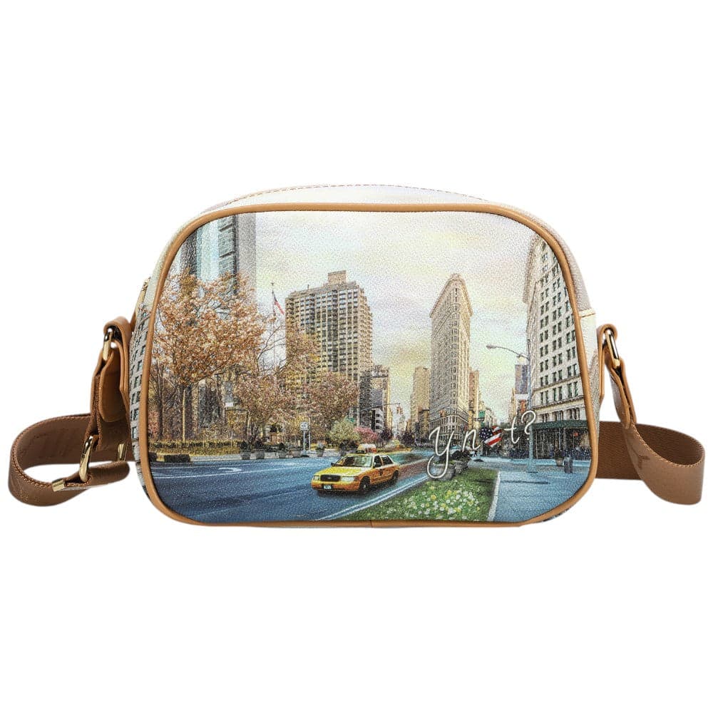 YNot borsa a tracolla camera case stampa New York con tasche zip regolabile - 3