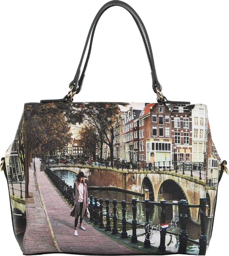 YNot borsa boston donna AMSTERDAM BRIDGE bauletto tracolla regolabile ecopelle