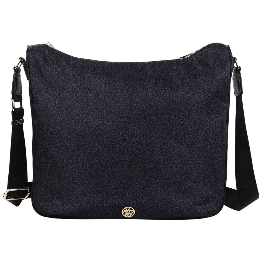 YNot borsa hobo donna Cloud tessuto ed ecopelle con zip L nera - 4