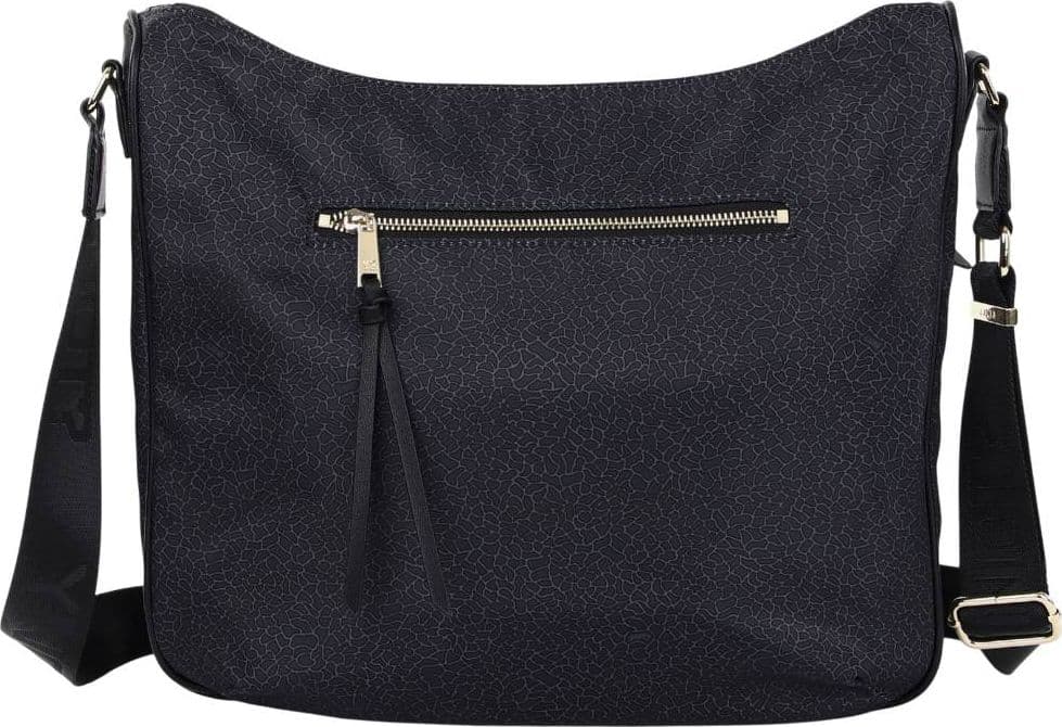 YNot borsa hobo donna Cloud tessuto ed ecopelle con zip L nera - 3