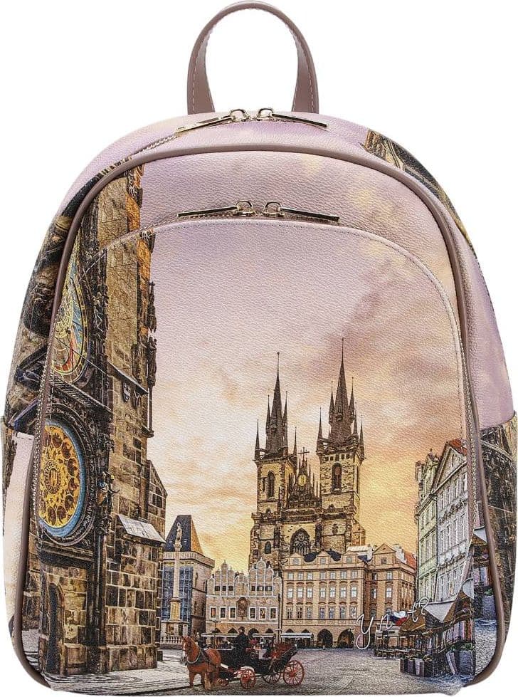 YNot zaino da donna ASTRO CLOCK ecopelle e pelle con tasche multiple
