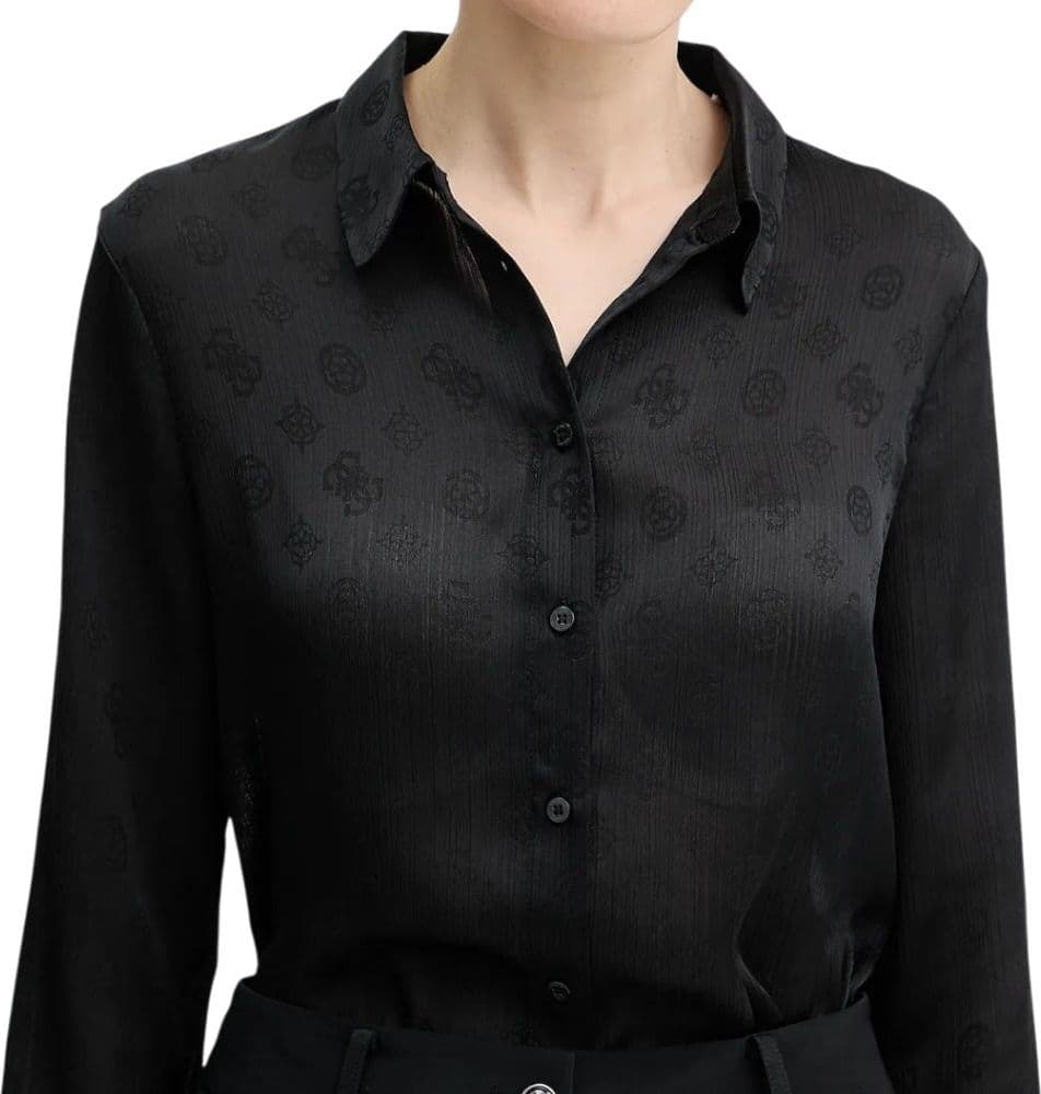 Guess camicia nera logo peony MARTHE W5YH1AWHCR2JBLK in Bluse e camicie Prodotti di Classe - Nocera Superiore, commercioVirtuoso.it