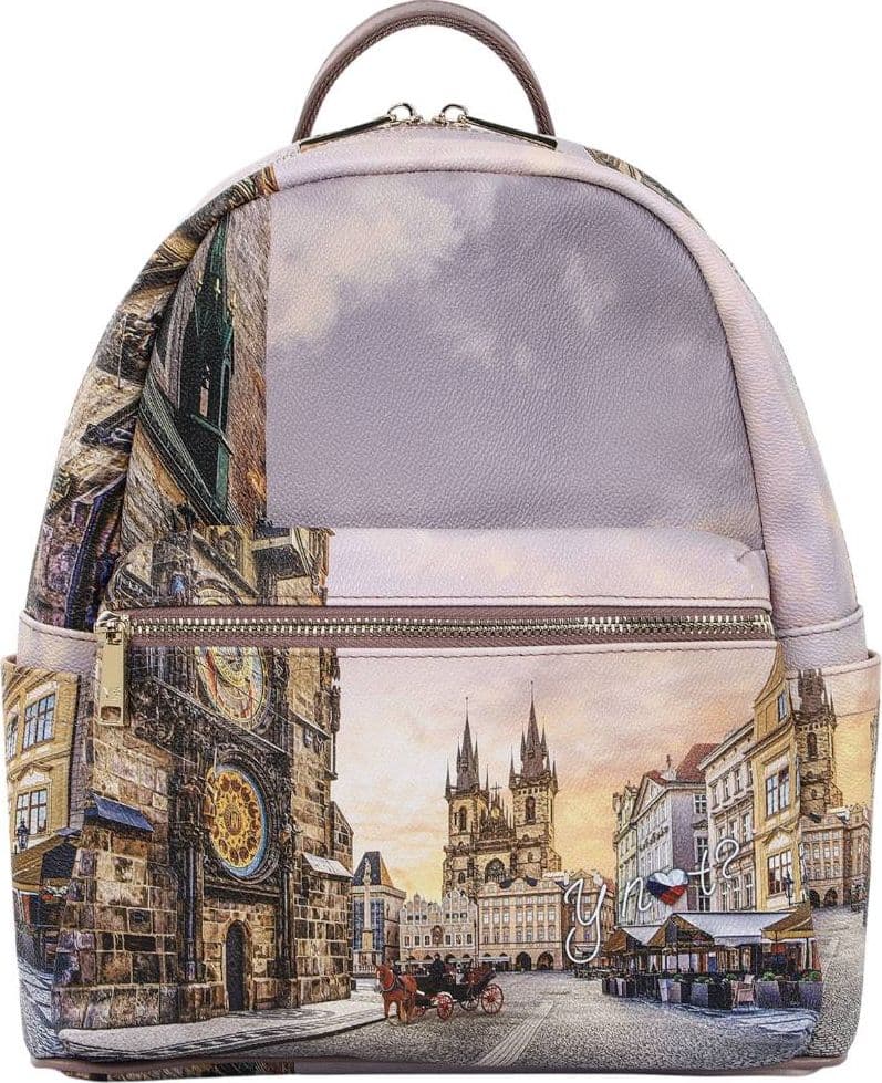 YNot zaino da donna backpack ASTRO CLOCK chiusura zip doppia tasche cipria - 3