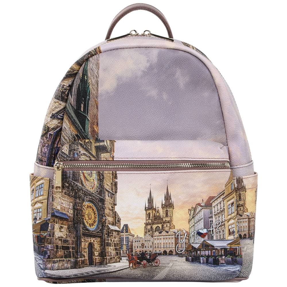 YNot zaino da donna backpack ASTRO CLOCK chiusura zip doppia tasche cipria - 3