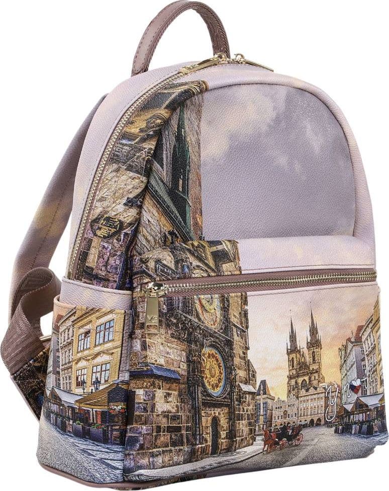 YNot zaino da donna backpack ASTRO CLOCK chiusura zip doppia tasche cipria - 2