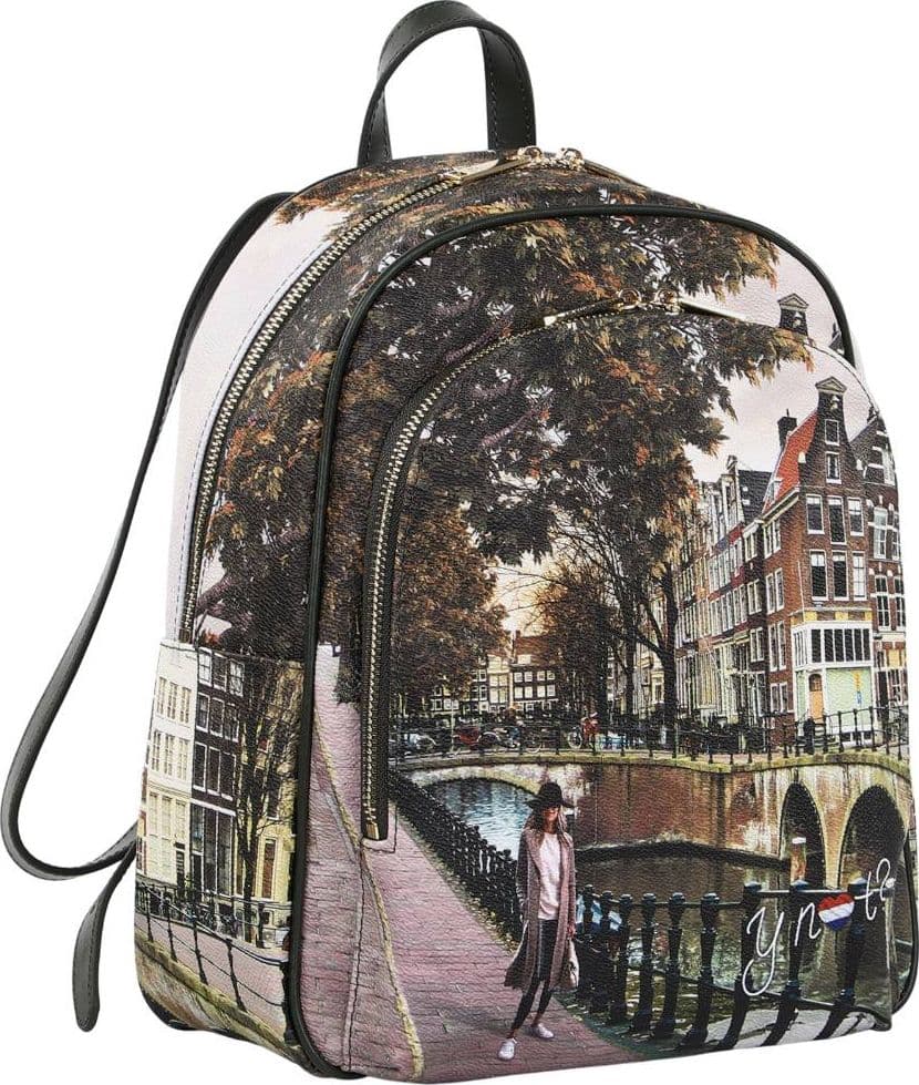 YNot zaino donna AMSTERDAM BRIDGE ecopelle pelle tasche multiple backpack - 2