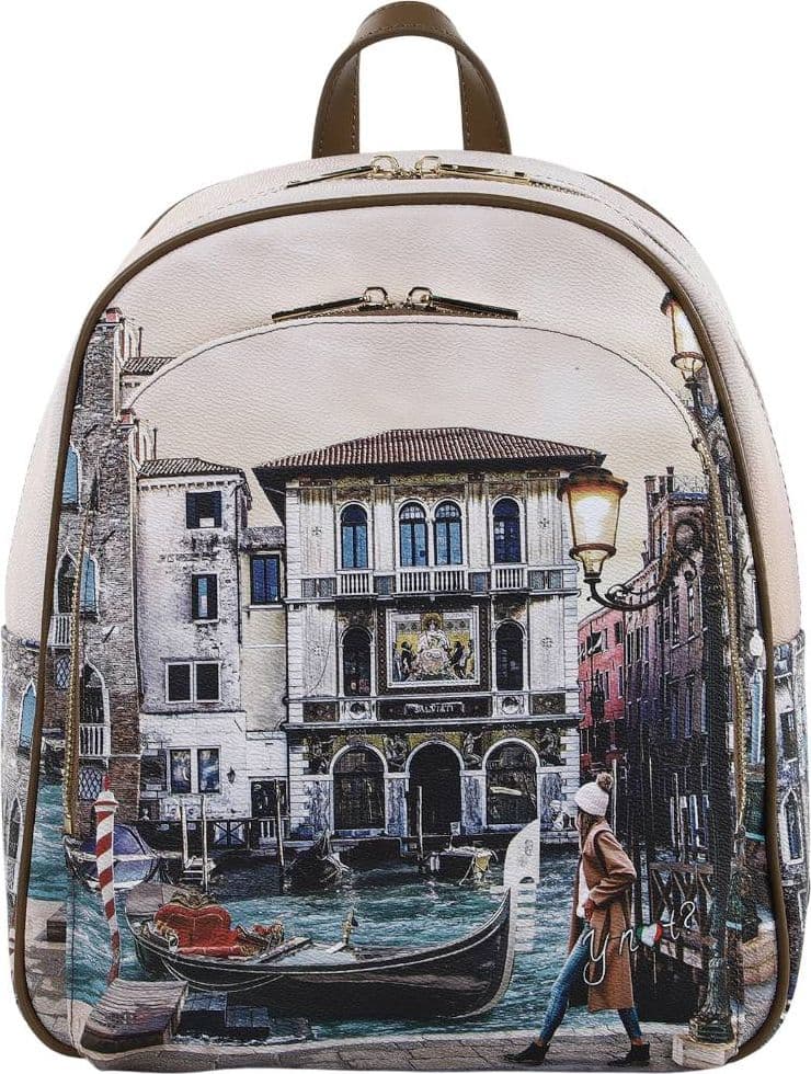 YNot zaino da donna in ecopelle e pelle con tasche multiple modello Yesbag