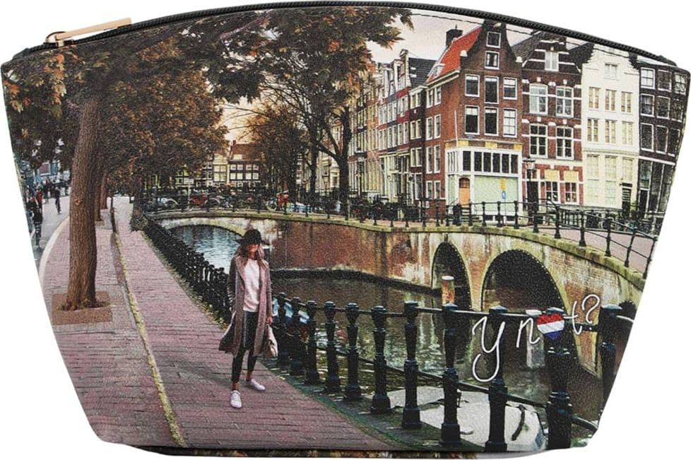 YNot beauty case piccolo AMSTERDAM BRIDGE zip interno foderato ecopelle pelle - 3
