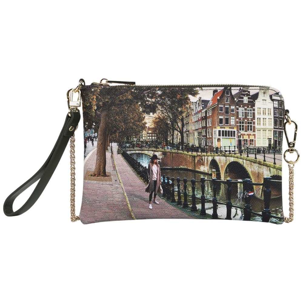 YNot tracolla piatta similpelle con catena staccabile e tasche interne - 3