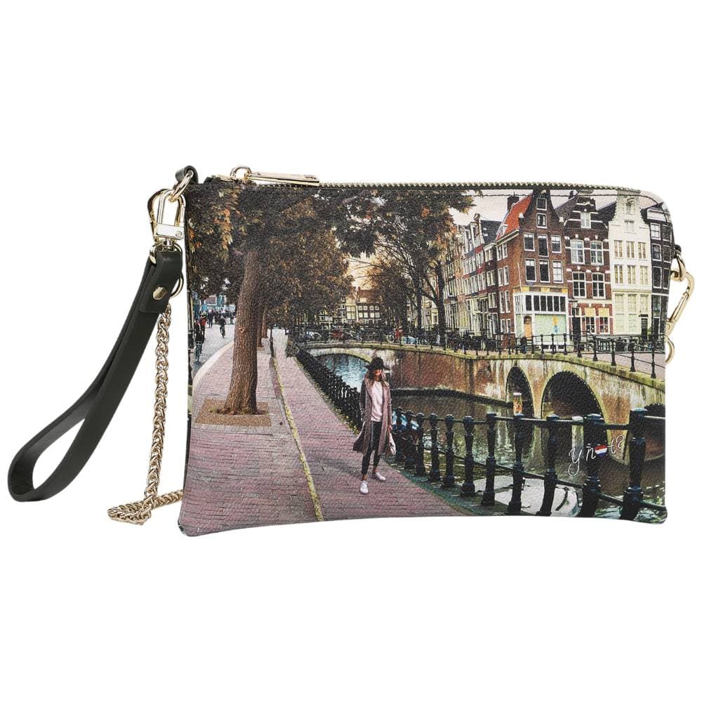 YNot tracolla piatta similpelle con catena staccabile e tasche interne - 2