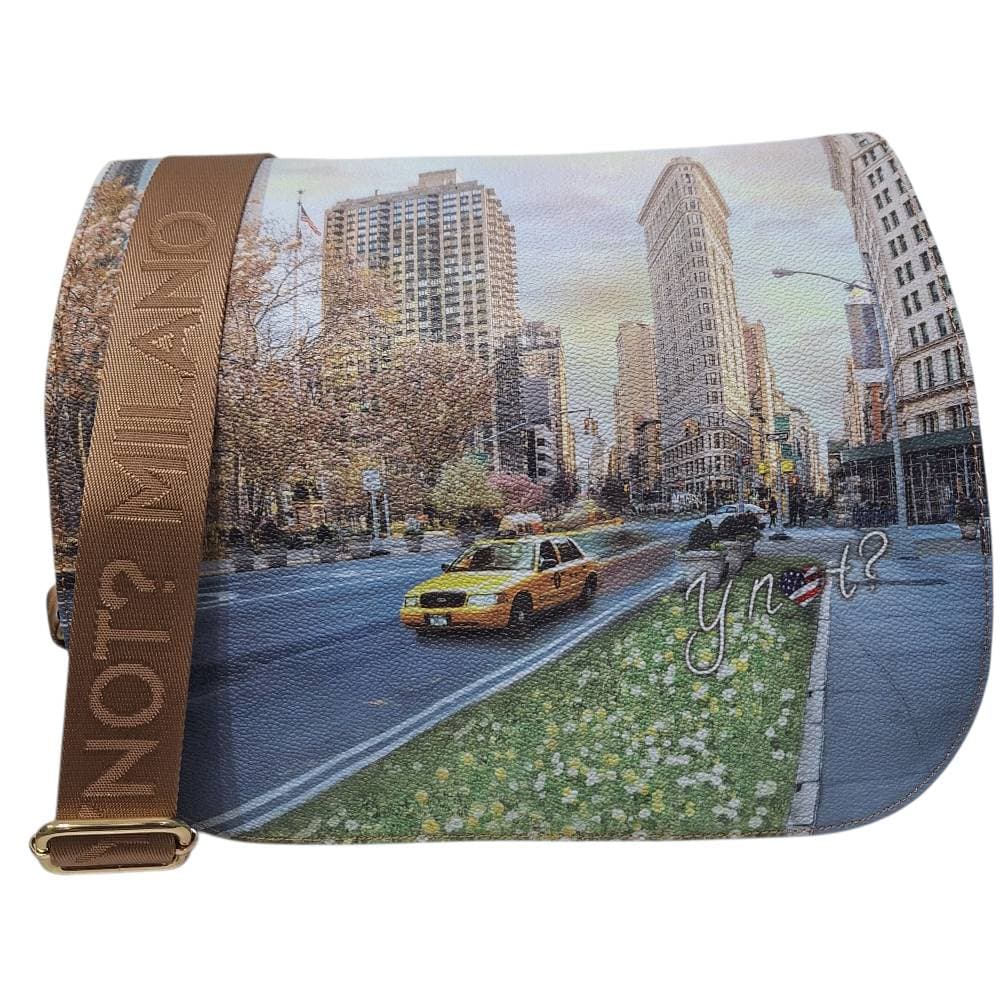 YNot borsa a tracolla donna 2 scomparti ecopelle pelle regolabile M Beige - 6