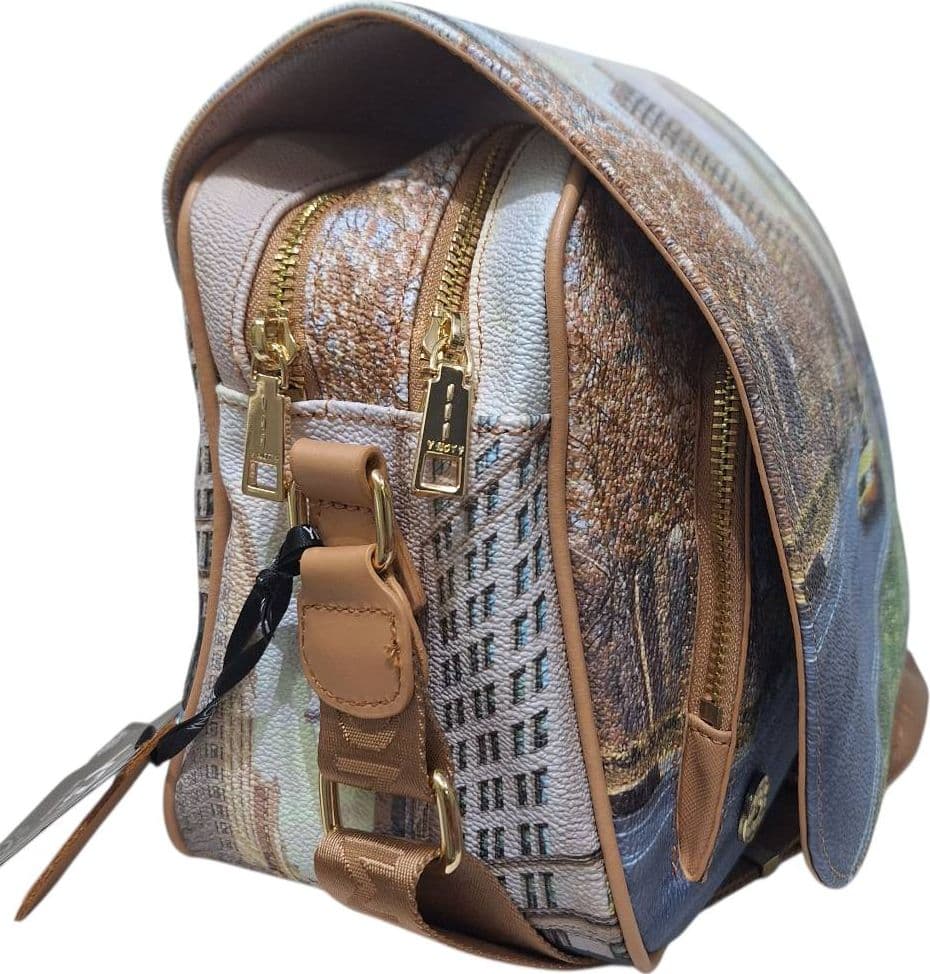 YNot borsa a tracolla donna 2 scomparti ecopelle pelle regolabile M Beige - 5