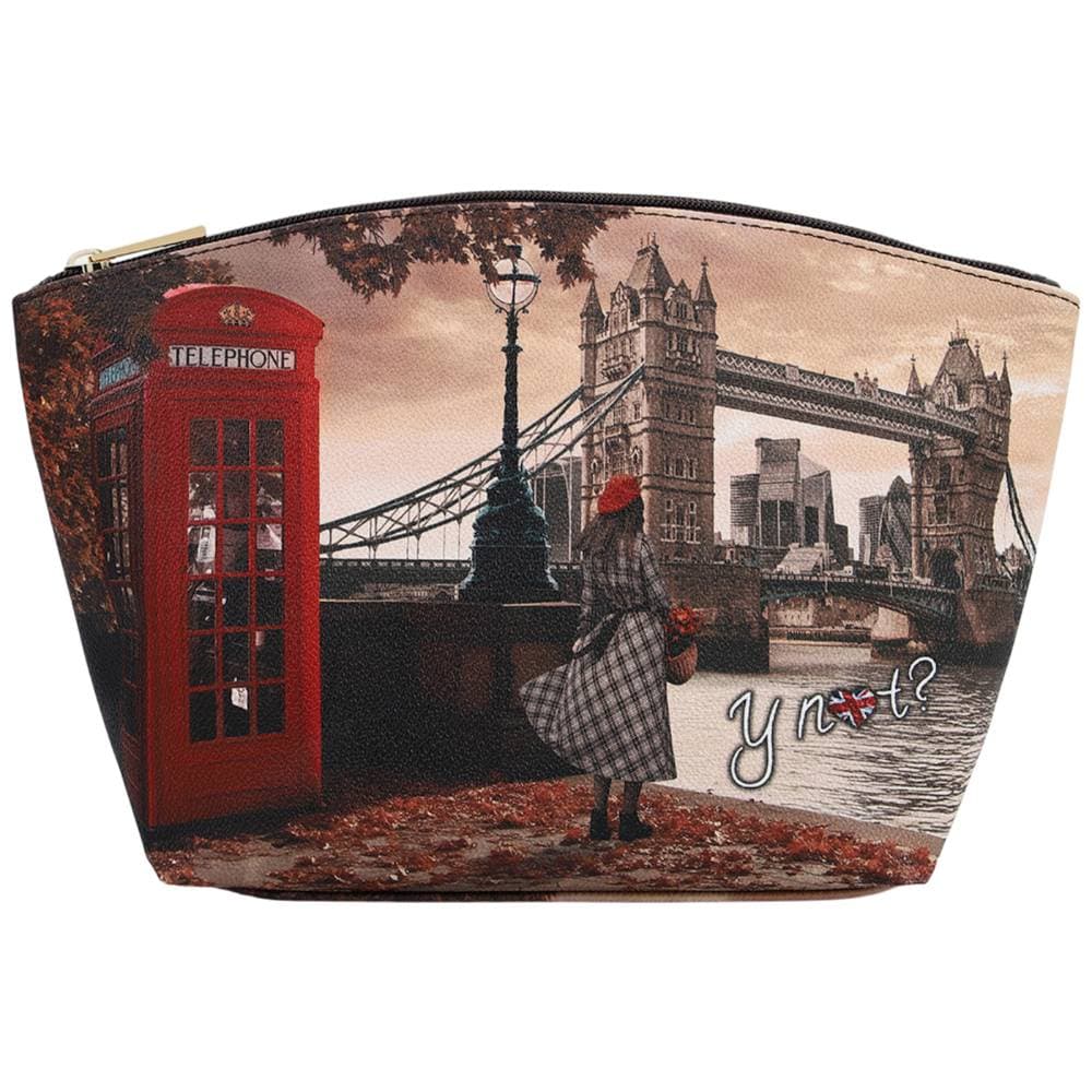 YNot Beauty Case Grande LONDON BRIDGE Chiusura Zip Foderato Marrone - 3