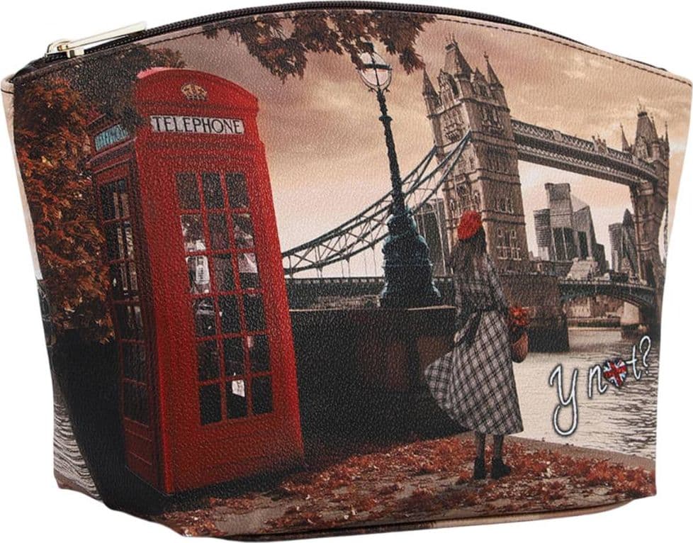 YNot Beauty Case Grande LONDON BRIDGE Chiusura Zip Foderato Marrone - 2